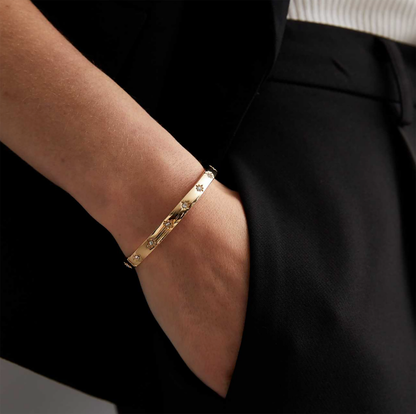 Gold Bracelet, Bracelets for Women, Chain Bracelet, Cuban Chain Bracelet, Gold Curb Chain Bracelet, Bangle Bracelet, Gold Bangle on model