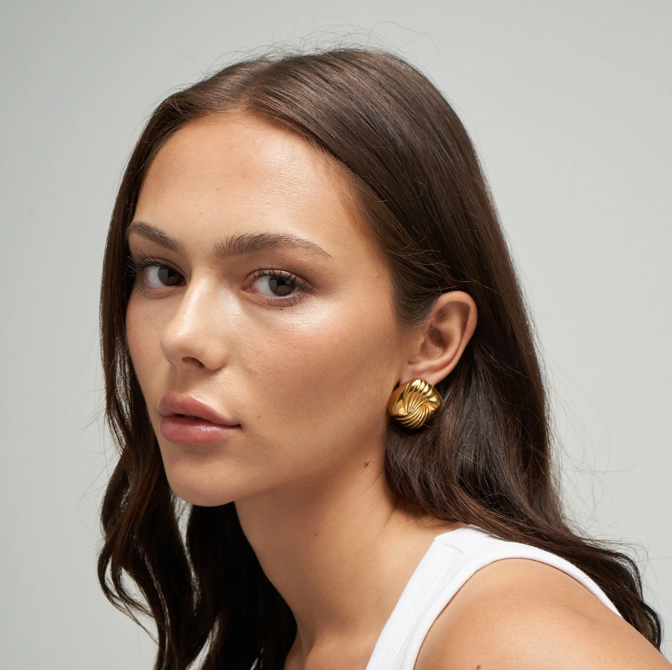 earrings, gold earrings for women, gold stud earrings, gold statement earrings, Hoop earrings for women, gold earrings for women on model