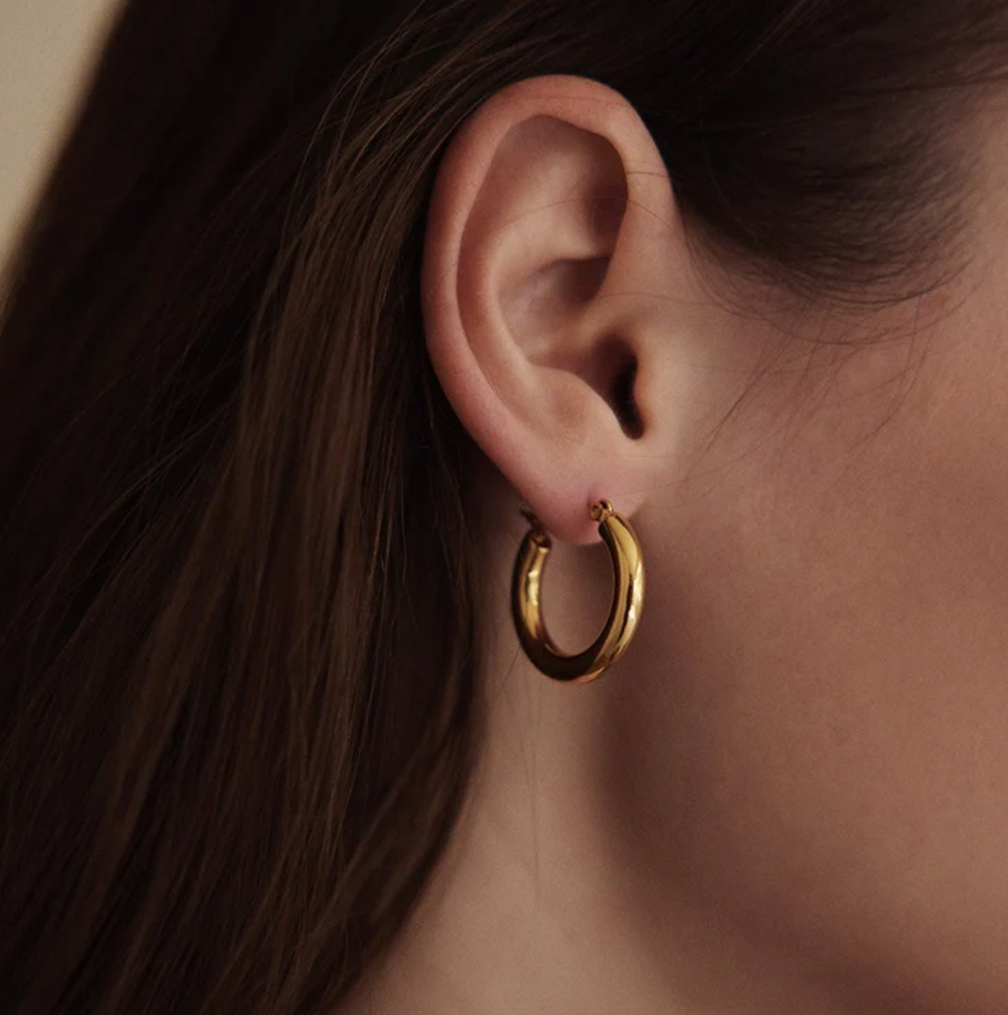 earrings, gold earrings for women, gold stud earrings, gold statement earrings, Hoop earrings for women, gold earrings for women on model, small hoop earrings