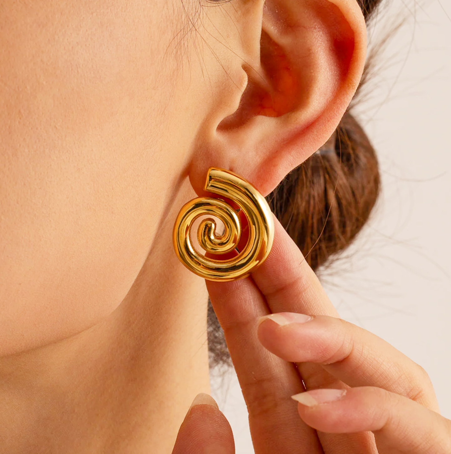 gold earrings for women, gold stud earrings, gold statement earrings, Hoop earrings for women, gold earrings for women on model