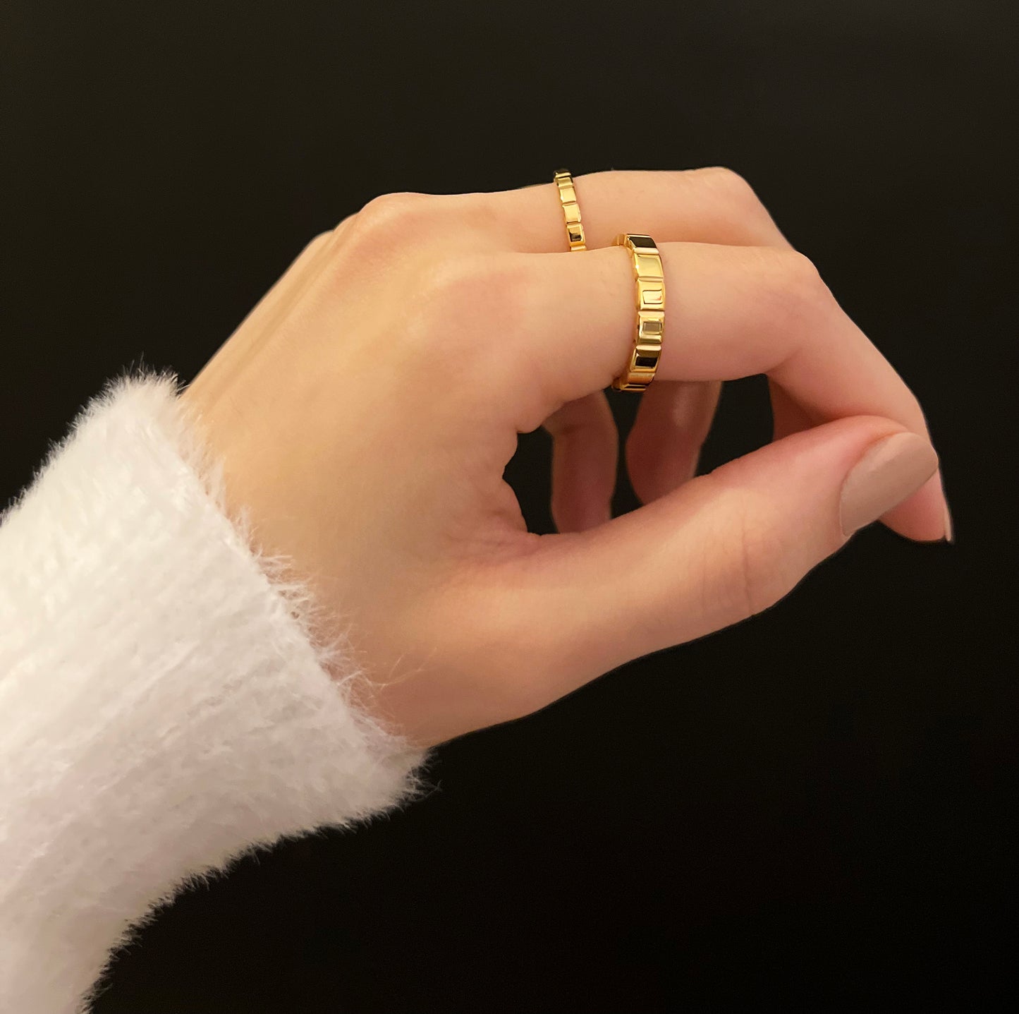 Chocolate Bar Gold Stackable Ring