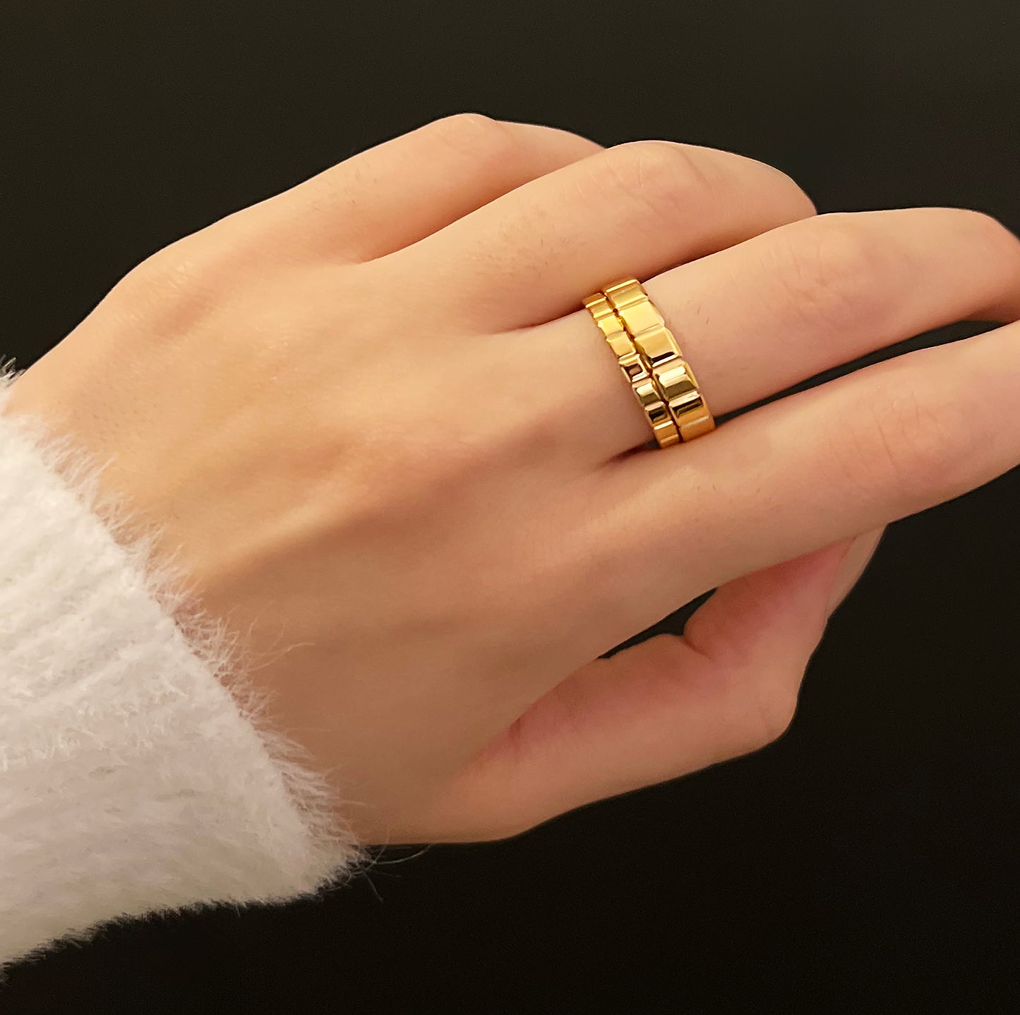 Chocolate Bar Gold Stackable Ring