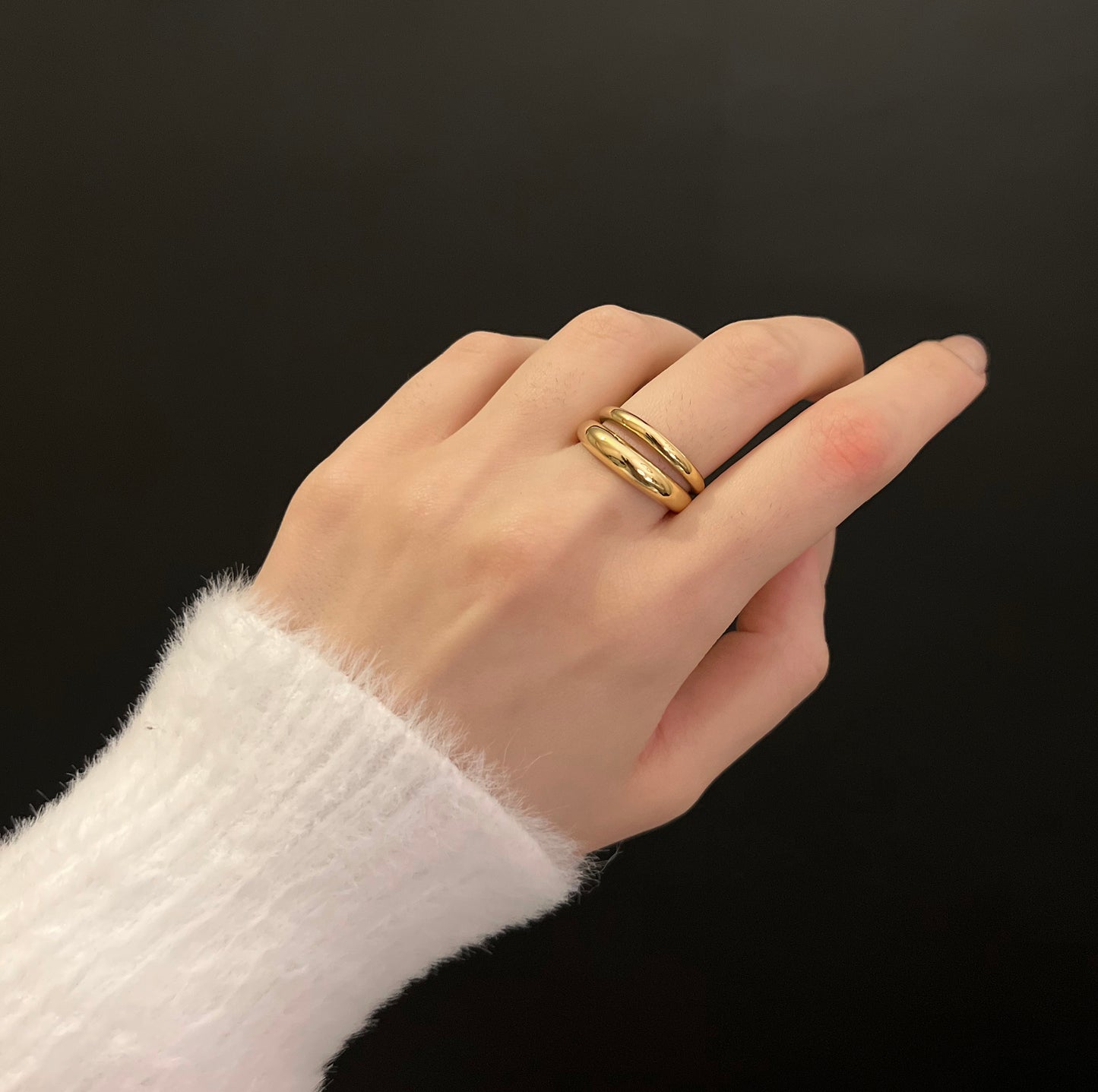 Cali Gold Plain Layered Ring