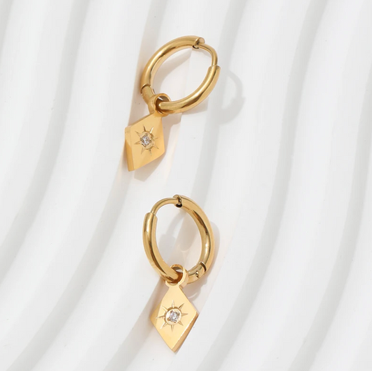 Rhombus Gold Huggies Earrings