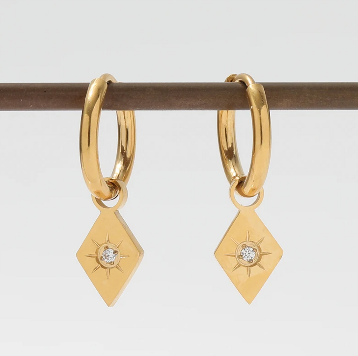 Rhombus Gold Huggies Earrings