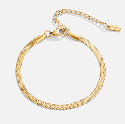 Amy Gold Herringbone Chain Bracelet