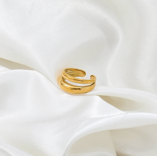 Cali Gold Plain Layered Ring