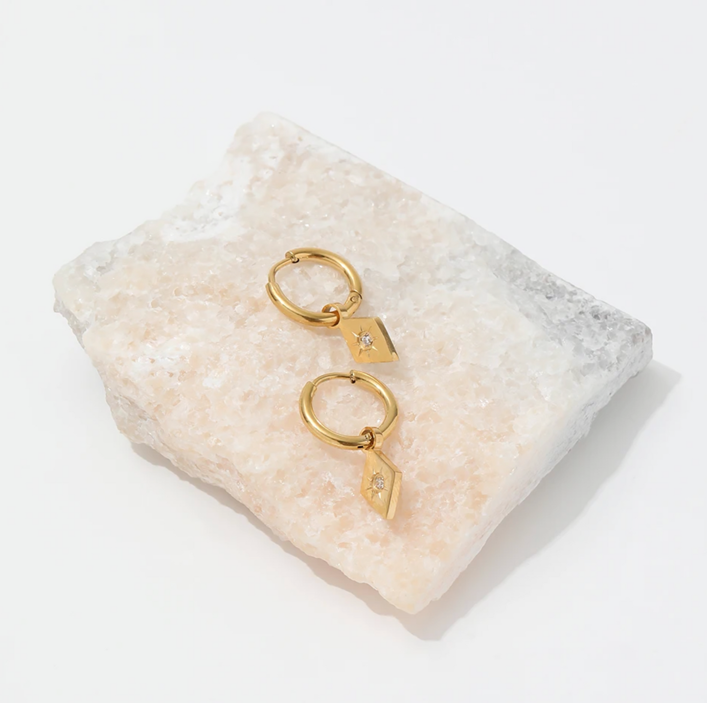 Rhombus Gold Huggies Earrings